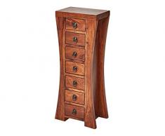 Loft24 Molly Kommode Schubladenkommode Mehrzweckkommode 7 Schubladen Antik Kolonial Akazie Massivholz Handarbeit (braun)