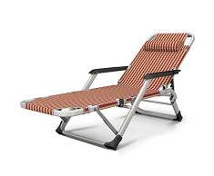 CHDE Chaiselongue Klappstuhl lehnstuhl büro zu Hause Balkon Stuhl strandkorb tragbaren Stuhl Stoff gewebe klappstuhl, 2 Stile Klappbett (Color : Red Gold Grid)
