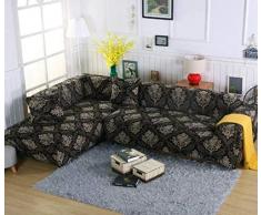 Meiju Sofabezug Sofa Überwürfe, Modern L Form Ecksofa Ohne Armlehnen Sofa Abdeckung Antirutsch Sofahusse Elastisch Couchbezug Sesselbezug + 2 x Kissenbezüge (4 Sitzer,Barock)