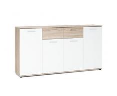 Inter Trade Corporation Kommode weiß - Sonoma Eiche | mit 4 Türen, 2 Schubkästen | Korpus und Topplatte 15mm inkl. Einlegeböden