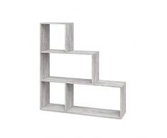 Vicco Treppenregal ASYM Raumteiler Bücherregal Standregal Aktenregal Hochregal Aufbewahrung Regal 4 Fächer (Beton)