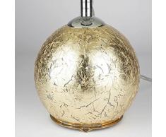 Außergewöhnliche Tischleuchte mit beleuchtetem Korpus (Blattgold Optik, 1x G9/E14, Wipp-Schalter, Stoffschirm) bauchige Tischlampe Beistelllampe für Schlafzimmer Wohnzimmer Lampe Leuchten innen