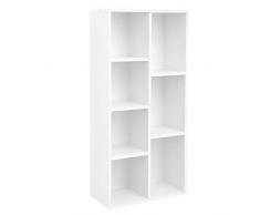 VASAGLE Bücherregal mit 7 Fächern, Würfelregal, offenes Standregal, für Wohnzimmer, Arbeitszimmer, Büro, 50 x 24 x 106 cm (L x B x H), weiß LBC27WT