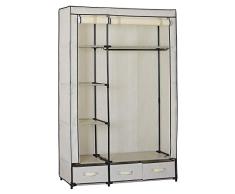 eSituro SCC0019 Kleiderschrank Stoffkleiderschrank Faltschrank Wäscheschrank mit Kleiderstange mit hochrollbare Türen mit Schubladen Garderobenschrank