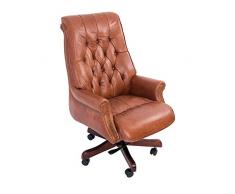 Vintage-Line Bürosessel Belford Leder Mocha Chesterfield-Knopfmuster Ledersessel Bürostuhl