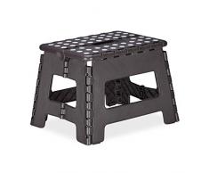Relaxdays Klapphocker M, faltbar, tragbar, Reise Tritthocker, Kinder Badhocker, bis 120 kg, Kunststoff, 22cm hoch, grau