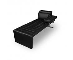 NEUERRAUM Bauhaus Daybed Chaiselongue Lounge-Liege Relax Liege Couch Sofa Echtleder, Fuß Edelstahl Poliert. Abbildung in Leder Schwarz. Handarbeit Unikat!