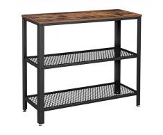 VASAGLE Konsolentisch, Flurtisch mit 2 Gitterablagen, Beistelltisch im Industrie-Design, Sideboard, Wohnzimmer, Flur, 101,5 x 35 x 80 cm, schmal, Eisen, Vintage LNT81BX