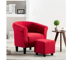 UnfadeMemory 2-TLG. Set Chesterfield-Sessel mit Hocker Stoffsessel Armsessel Fußhocker Stoff Relaxsessel Loungesessel Ergonomische Rückenlehne und Armlehnen (Weinrot)