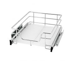 bremermann Teleskopschublade für 45 cm Schrank mit Einlegeboden Küchenschublade (Chrom)