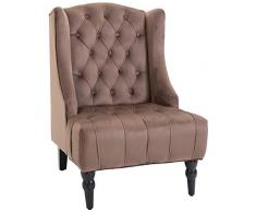 HOMCOM Einzelsessel Ohrensessel Relaxsessel mit Tufting erhöhte Beine Samtstoff Braun 67 x 70,5 x 97 cm