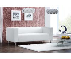 lifestyle4living Sofa, Couch, 3-Sitzer, Polstersofa, Kunstleder, Kunstledersofa, weiß, Chrom, Wohnzimmercouch, Designer-Sofa, modern, Retro, 3er Sofa