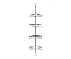 Teleskop Duschregal,4 Ablagen Badregal Edelstahl Eckregal Höhenverstellbar 110-280cm (Edelstahl/4 Ablagen)