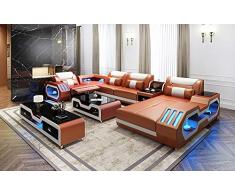 Its-Me Futuristische Designer Sofa Kombinationen|von Uns konfiguriert oder selbst stylen|feinstes weiches Leder|Wohnlandschaft|Ledercouch|LED|Bluetooth Lautsprecher|USB|