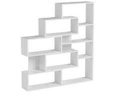 Alphamoebel 3498 Marla Bücherregal Regal Wandregal Standregal Aktenregal Aufbewahrung,für Wohnzimmer, Holz, viel Stauraum, Weiß, 151 x 139 x 25 cm