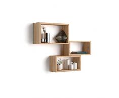 Mobili Fiver, Rechteckiges Wandregal 3er-Set, Giuditta, rustikale Eiche, Laminiert, Made in Italy