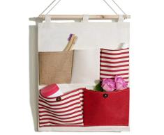bellendo® Hängeaufbewahrung Kinderzimmer, Bad, Tür, Wand Utensilo hängend Baby - Hängeorganizer Stoff Wandorganizer Aufbewahrung Tasche - 5 Fächer, rot