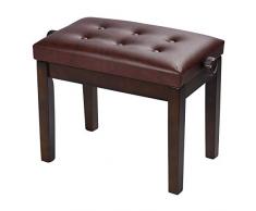 DoubleBlack Klavierbank Hoehenverstellbar Pianobank Keyboard Hocker Hochglanz Klavierhocker Braun