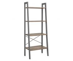 VASAGLE Standregal, Bücherregal, Leiterregal mit 4 Ebenen, Metall, stabil, einfache Montage, für Wohnzimmer, Schlafzimmer, Küche, Industrie-Design, greige-grau, LLS44MG