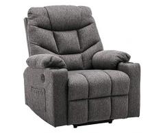 MCombo elektrischer Aufstehhilfe Fernsehsessel Relaxsessel mit 2 USB, Stoff, Dunkelgrau 7286DE