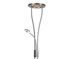 Moderner LED Deckenfluter mit Lesearm | Fluter mit drehbarem Innenring | Stehleuchte 187,50cm Höhe inklusive LED-Leuchtmittel | Stehlampe Leselampe mit Schalter und Drehdimmer