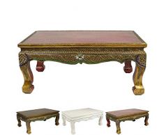 Kleiner Couchtisch Opiumtisch Leichter Wohnzimmertisch Spiegelstein Verzierung Shabby Antik Look Vintage Retro Used 75x50cm Holz Rot Gold Shabby Chic Antik Asien Thailand