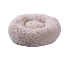 easgredytre Klappbares, rundes Katzen- und Hundebett, tragbares Hundenestkissen, Korbsofa, beige, M 60 cm