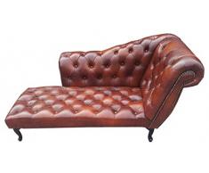 Casa Padrino Chesterfield Chaiselongue/Recamiere Echt Leder Dunkelbraun