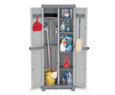 XL Kunststoffschrank Domino Wave - Besenschrank mit Riegel-Mechanismus und vielen Extras! XL Volumen und topp Qualität für Haushalt und Gewerbe! Maße: 70 x 43,8 x 181,8 cm