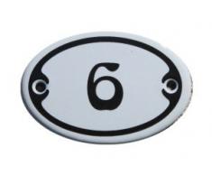 Nummer 6 mini Emaille Schild Jugendstil ca. 4,2 x 6,2 cm Türschild Zimmer Schublade Schrank Kommode Emailschild oval weiß