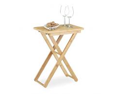 Relaxdays Beistelltisch klappbar, Bambus Holz, Klapptisch klein, rechteckig, HBT: ca. 52 x 40 x 31 cm, natur