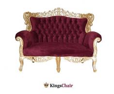 Barock Möbel Barock Sofa Grande 2 Sitzer gold/bordeaux