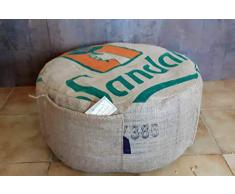 Rundes Sitzkissen.Pouf aus Kaffeesack.Bodenkissen.Upcycling.