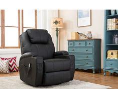 MCombo Massagesessel Fernsehsessel Relaxsessel mit Heizung Dreh 360° Schaukel Schwarz