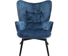 KARE Design Sessel Vicky 82609 mit Armlehnen, Ohrensessel mit Samt Bezug, Polstersessel in Petrol, Pflegeleichte Oberfläche, Füße aus massiver Buche lackiert, 59x63x92cm