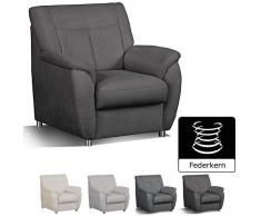 Cavadore Sessel Sunuma mit Federkern / Moderner Polstersessel passend zum Sofa Sunuma / Größe: 95 x 91 x 90 cm (BxHxT) / Farbe: Dunkelgrau