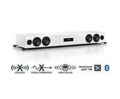 Nubert nuPro XS-7500 Soundbar | TV-Lautsprecher mit Bluetooth aptX HD | Soundbase für Streaming | Stereoboard mit 3.5 Wege Technik | aktive Soundplate für HiFi & Musikgenuss| Sounddeck Weiß