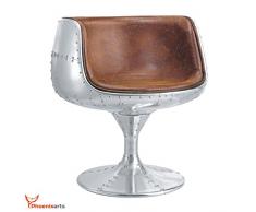 Phoenixarts Vintage Echtleder Schalensessel Design Ledersessel Retro Drehsessel Lounge Sessel Braun