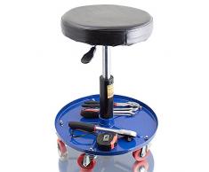 BITUXX® Werkstatthocker Drehhocker Rollhocker Hocker Drehstuhl Sitz Werkstatt Werstattstuhl Stufenlos höhenverstellbar Rund Farbe:Blau
