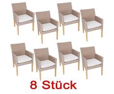 HP Handelsgut Set: 8 STÜCK GEFLECHT Stuhl/Sessel Old Java MIT SITZKISSEN UND Teak-FÜSSEN