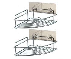 JIN GUI Badezimmer-Eckregal aus strapazierfähigem, rost- und korrosionsbeständigem Edelstahl, in 2 Teilen für Gebogene Ecken oder Wohnungen von 90 Grad.