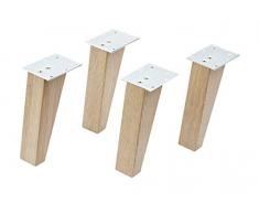 FACKELMANN Holzfüße Set Finn / 4 Holzfüße aus Eichenholz/Höhe: ca. 15 cm/Farbe: Braun hell/inklusive Befestigungsmaterial/geeignet für Waschtischunterschrank und Doppel-Midischrank Finn