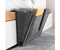 Amokee Betttasche, Sofa Organizer Anti-Rutsch Aufbewahrungstasche Dicke Filz Nachttisch Tasche Sofa Hängeaufbewahrung Bett Organizer für Handy, iPad, Brille, Buch, Fernbedienung (Dunkelgrau)