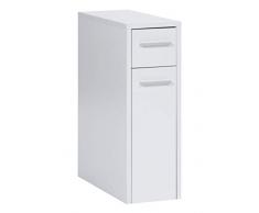 ts-ideen Apothekerschrank Badregal Standregal Küchenregal Weiß Ausziehbar Rollwagen 62 x 21 cm