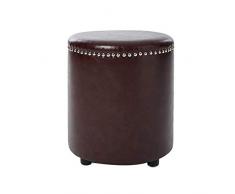 AGLZWY Fußbank Runden Lederhocker Wohnzimmer Teetisch Bettende Schminke Sofahocker, Rötlich-braun (Color : A, Size : 37x40.5cm)