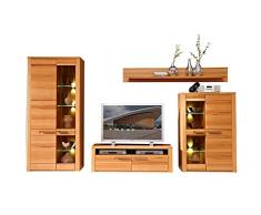 Nature Plus Wohnwand Komplett-Set teil-massiv aus Kernbuchenholz - Moderne Schrankwand für Ihr Wohnzimmer - 320 x 185 x 45 cm (B/H/T)