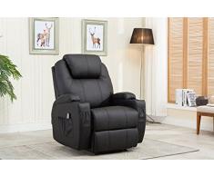 MCombo Massagesessel Fernsehsessel Relaxsessel mit Vibration+Heizung Schwarz