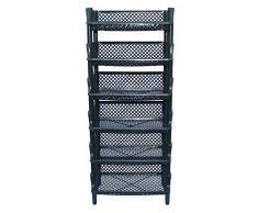 ARTECSIS Korbregal aus Kunststoff stapel-/erweiterbares Stecksystem als Stapelregal, 6 Regalelemente in anthrazit