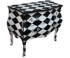Casa Padrino Barock Kommode Karo Schwarz/Weiß 104 cm - Handgefertigt aus Massivholz