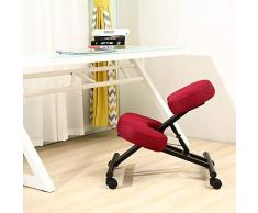 Ergonomischer Kniehocker zur Korrektur der Körperhaltung for schlechten Rücken, Unterstützung, höhenverstellbaren Komfort-Kniestuhl mit Rollen for Zuhause, Büro oder Klassenzimmer (Color : Red)